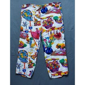 Vintage Jams World Food Art Rayon‎ Pants Women's Larger La Cocina  Made in USA